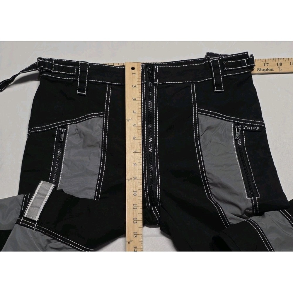 Tripp NYC Gothic Reflector Panel Bondage Pants Unisex Sz L Black Utility Straps - Picture 3 of 8